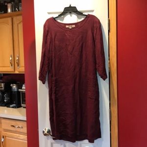 Flax Dress, Burgundy, Size S